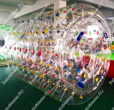Аттракцион Водный роллер "Прозрачный" с разноцветными держателями, ТПУ, 2*1.8*1.8 м