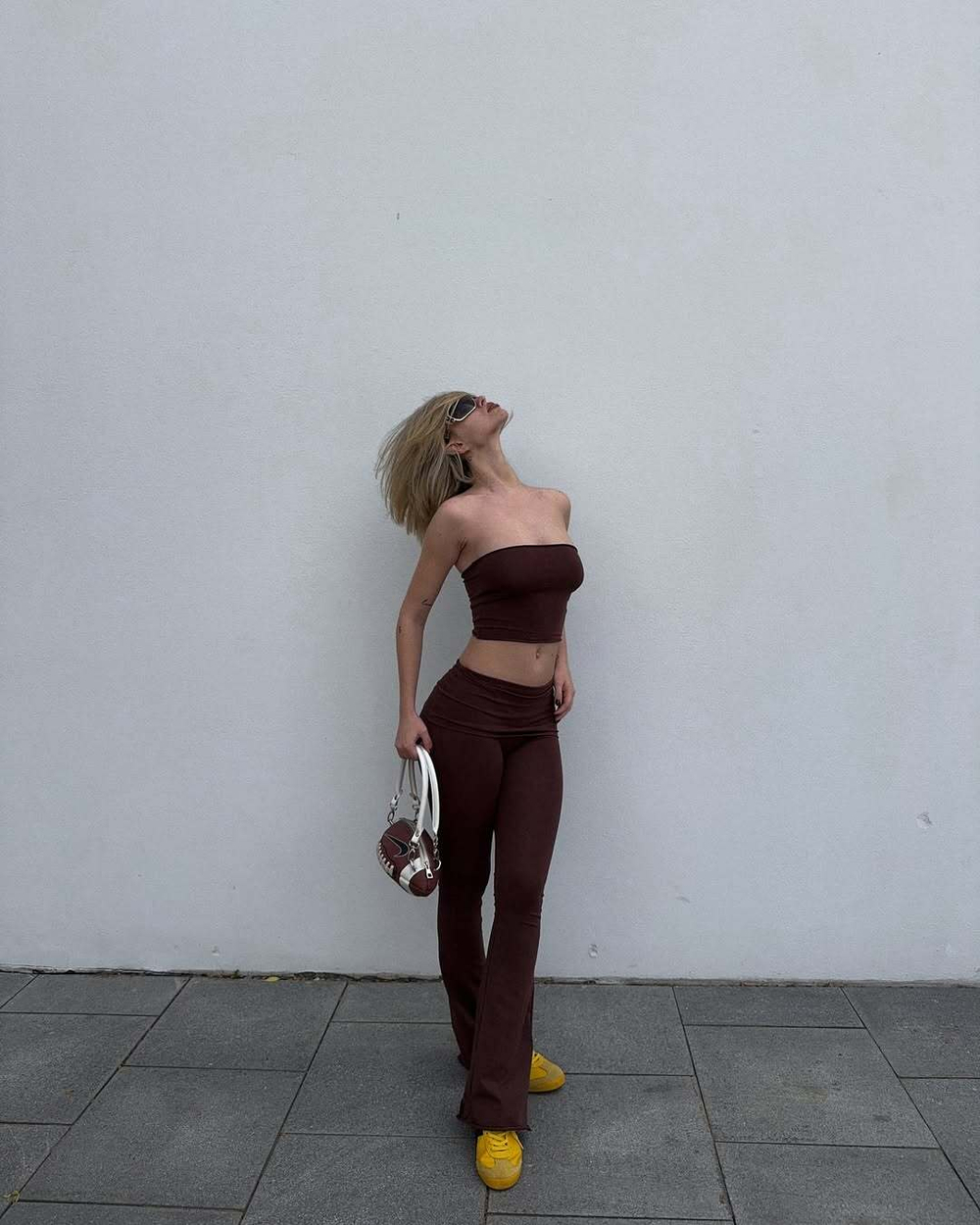 chocolate flared trousers
