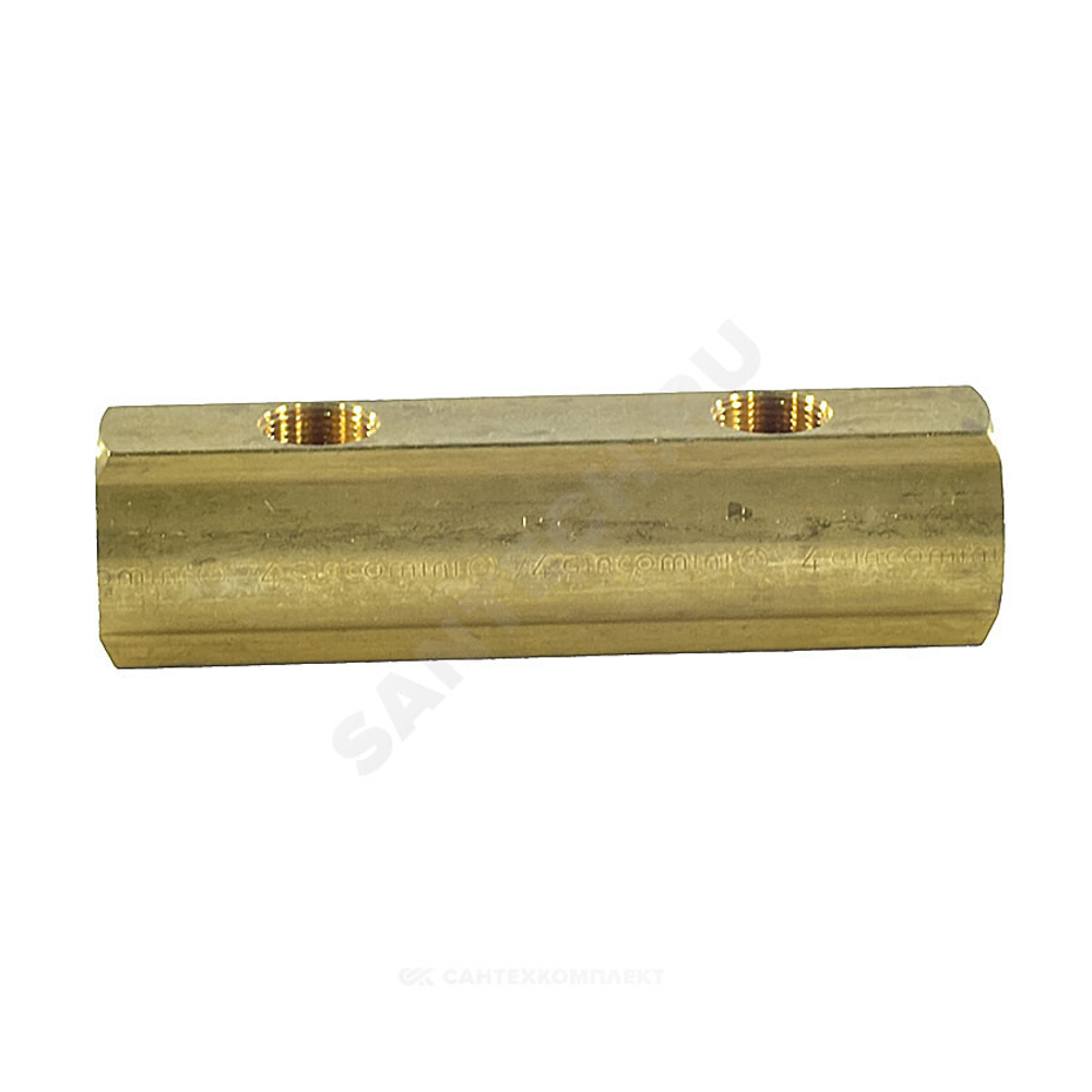 Коллектор латунь 1 1/4" ВР/ВР на 3 вых 3/4" ВР м/о 100мм R582A Giacomini R582AY003