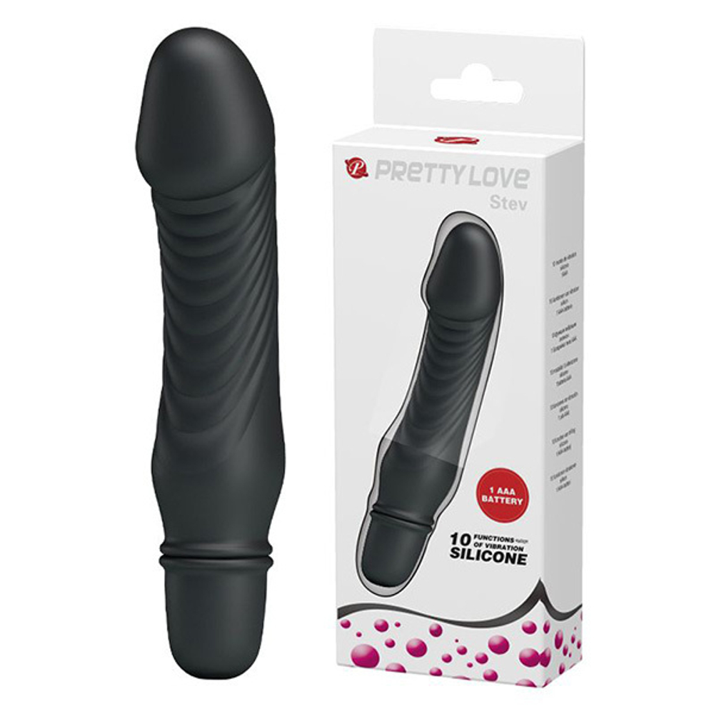 Черный мини-вибратор 13,5см Pretty Love Stev BI-014510-4