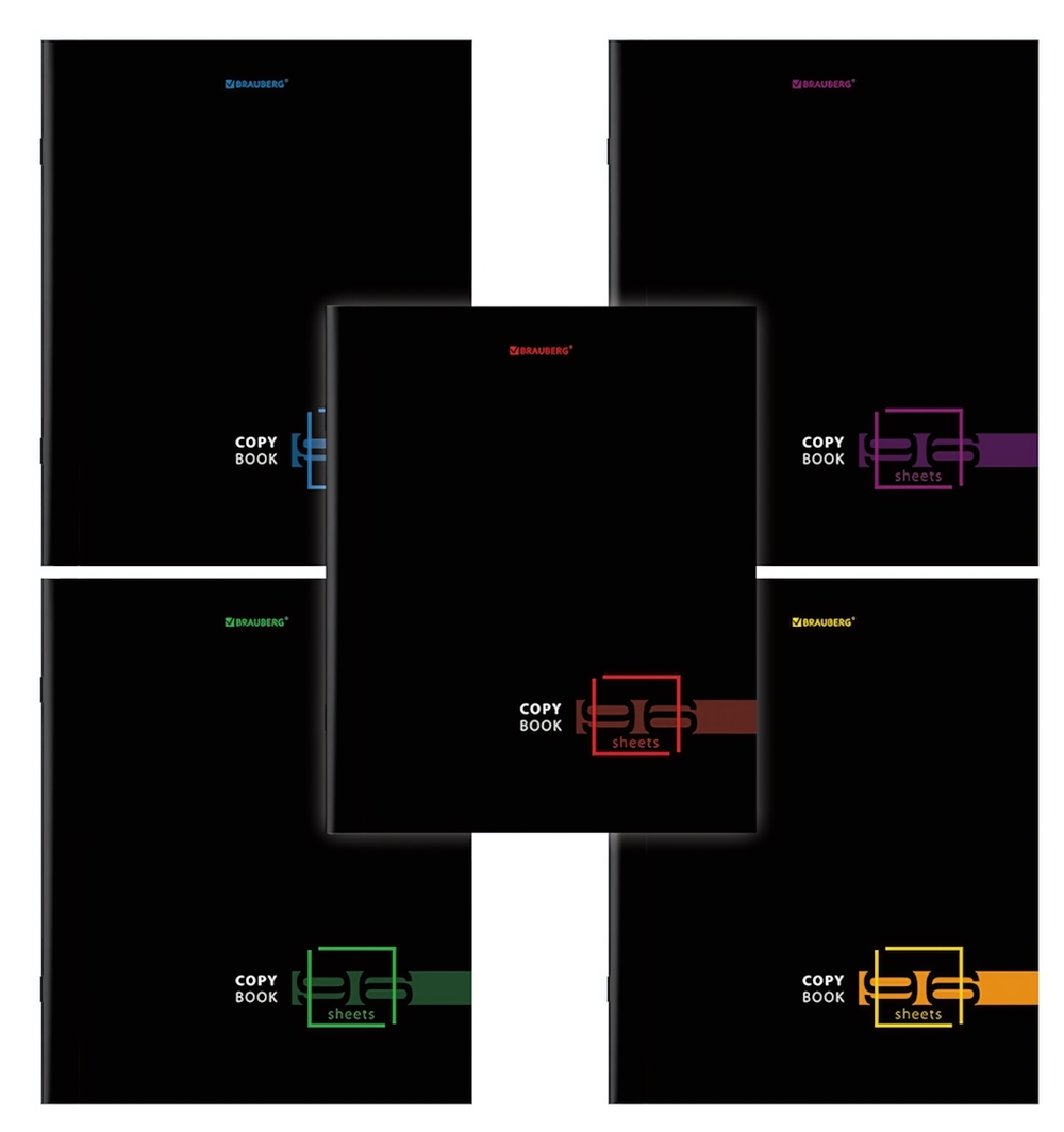 Тетрадь А5 96л. клетка "Dark" скоба, глянцевая ламинация (BRAUBERG)