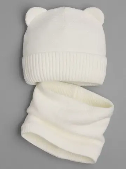 Детская шапка с ушками и снуд осенняя