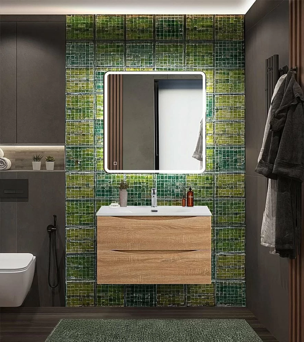 Тумба с раковиной BelBagno MARINO-CER-N-800-2C-SO-WO-P Rovere Bianco