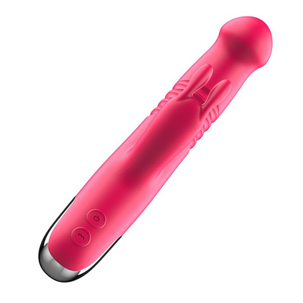 Розовый вибратор-кролик 22,4см со стимулятором клитора и возвратно-поступательными движениями I-Moon Beauty MY-206 Pink