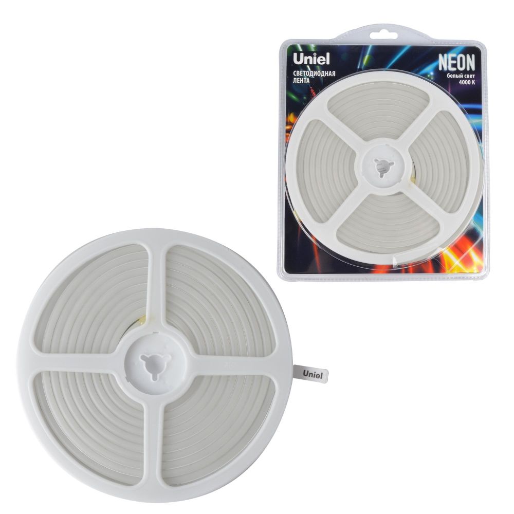 ULS-N01-2835-120LED-m-6mm-IP67-DC12V-9W-m-5M-4000K Светодиодная гибкая герметичная лента. NEON. Катушка 5м. в блистере. Белый свет 4000К. ТМ Uniel
