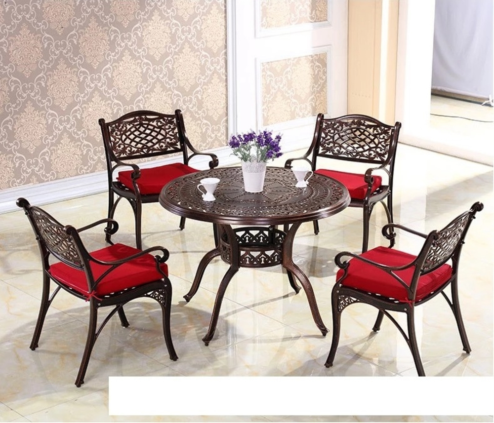 Комплект из литого алюминия стол Орхидея(100см) + 4 кресла Лион-3