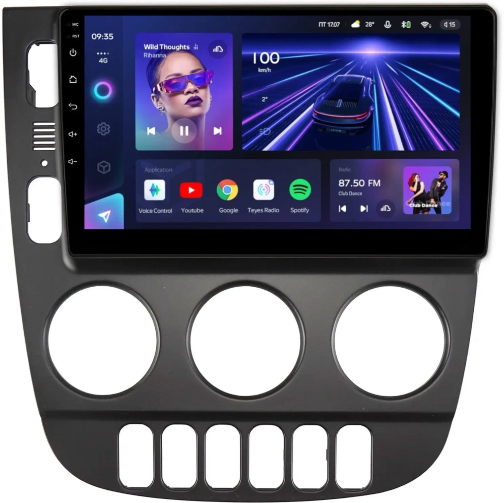 Магнитола для Mercedes-Benz ML W163 2001-2005 (климат, рамка черная) - Teyes CC3 на Android 10, QLED, ТОП процессор, 4Гб+32Гб, CarPlay, 4G SIM-слот