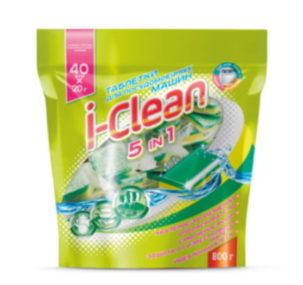 Таблетки для посудомоечных машин "I-Clean" 5 в 1 40 штук Ромакс