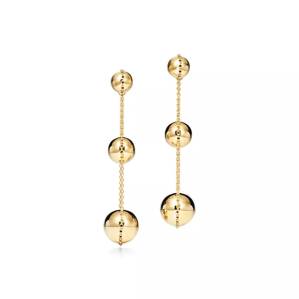 Серьги из жёлтого золота 18k,Tiffany 💠Hard Wear Triple drop