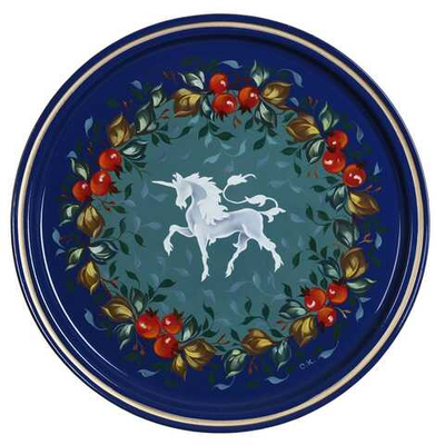 Жостовский поднос декоративный, размер 30 см (A9), металлический