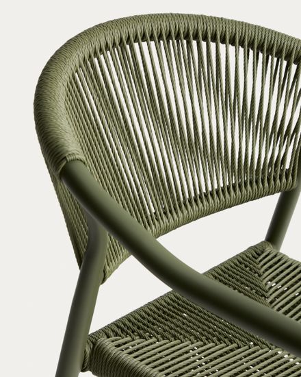 Уличный стул Livadia из зеленого алюминия и веревки