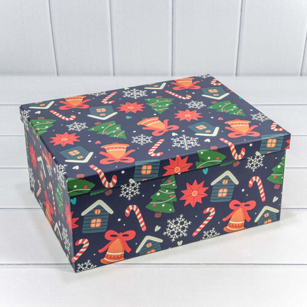 Коробка 34 х 26 х 15.3 см Набор 10 шт "Новый год" (Синий)