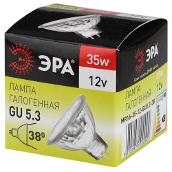 Лампа галогенная ЭРА GU5.3-MR16-35W-12V-CL GU5.3 35 Вт софит теплый белый свет | Лампы галогенные Точечные (MR, PAR)