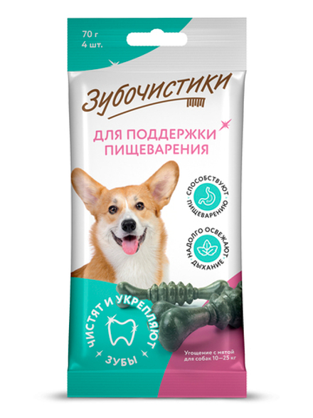 Деревенские Лакомства д/собак Средних пород Зубочистики "Мятные", 4шт. (М)