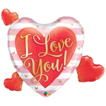 Шар Фольгированный Сердце полосы розовые (Красный)