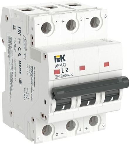 Выключатель автоматический модульный 3п L 2А M06N-DC ARMAT IEK AR-M06N-3-L002DC