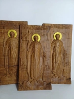 Освященная Икона Св. князя Александра Невского14х28 см дуб