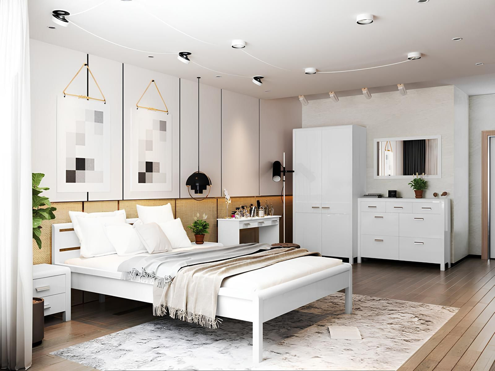 Шкаф 2 двери Мадейра 104х59х211 см из массива сосны, с полками и штангой