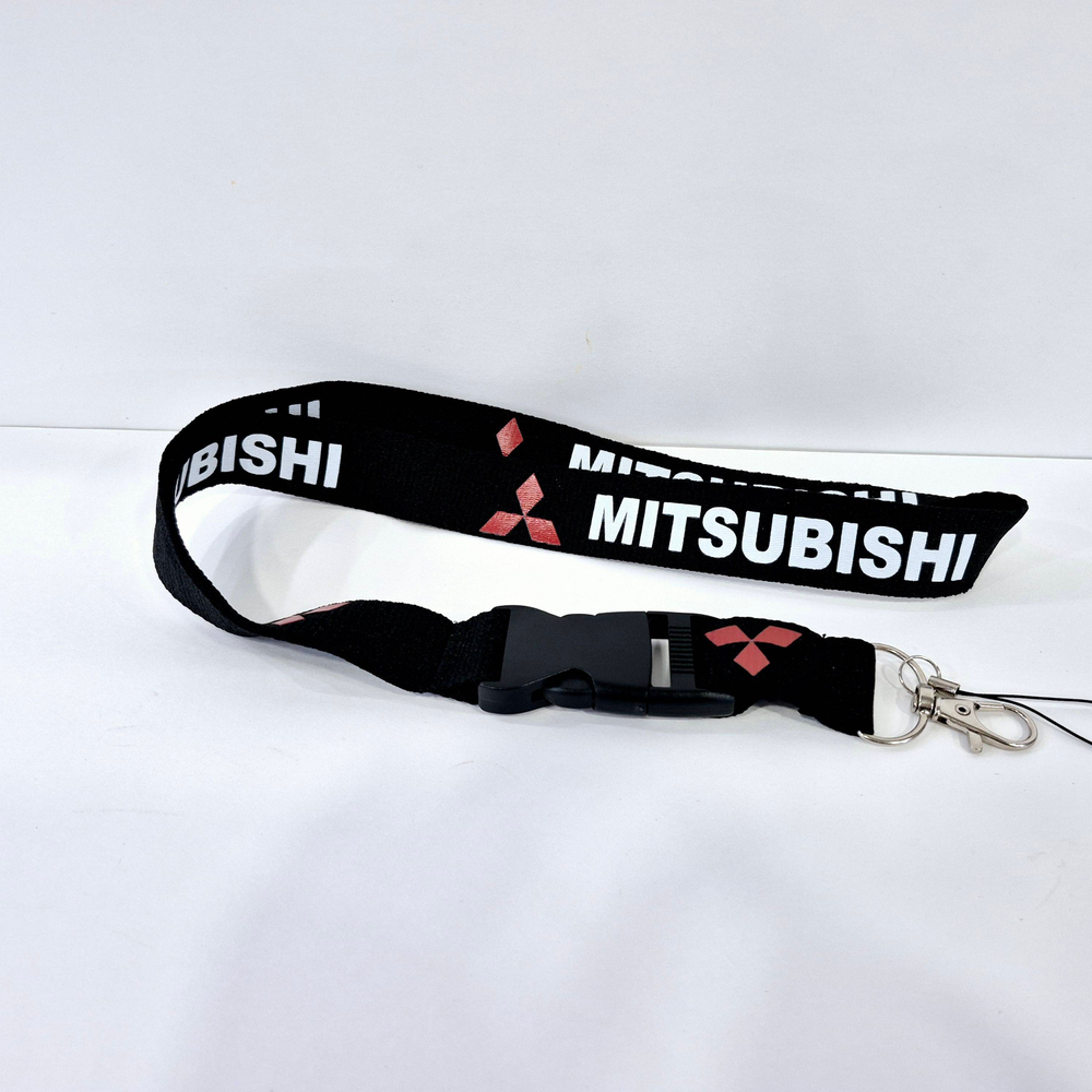 MITSUBISHI (чёрный) Люкс / Брелок, шнурок для ключей на шею MITSUBISHI (Мицубиси), ланъярд, крафт, чёрный (1 шт)