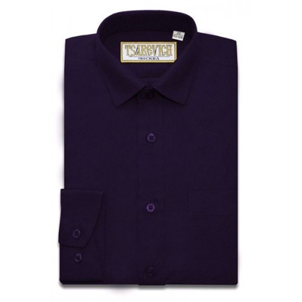Темно-фиолетовая сорочка TSAREVICH Slim Fit