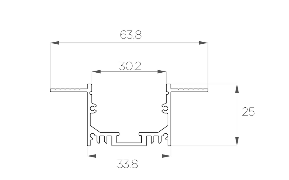 Профиль алюминиевый под шпаклевку LC-LPSH-2564-2 Anod