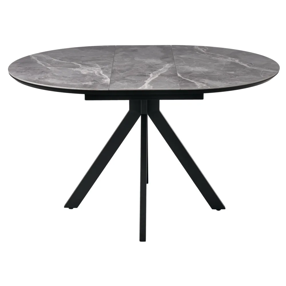 Стол Bradex Home Rudolf круглый раскладной 100-130x100x75см, серый керамогранит, черный