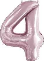 Шар (34"/86 см) Цифра, 4, Slim, Светло-розовый, 1 шт. в упак.