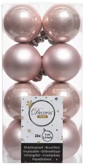 Набор пластиковых шаров Милена 40 мм, нежно-розовый, 16 шт, Kaemingk (021788)