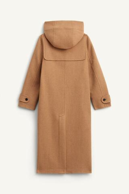 ZARA ПАЛЬТО ИЗ СМЕСОВОЙ ШЕРСТИ, ТАБАЧНЫЙ