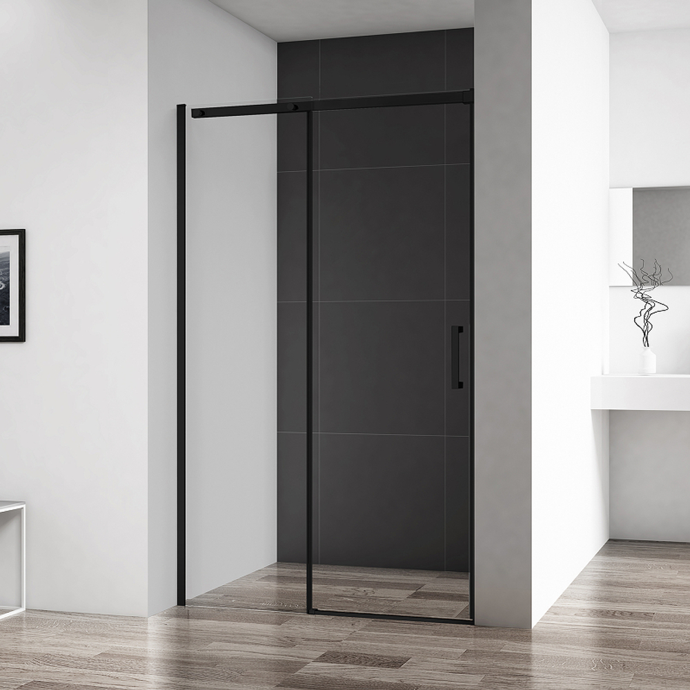 Душевая дверь BelBagno Acqua 140 ACQUA-BF-1-140-C-NERO профиль Черный стекло прозрачное