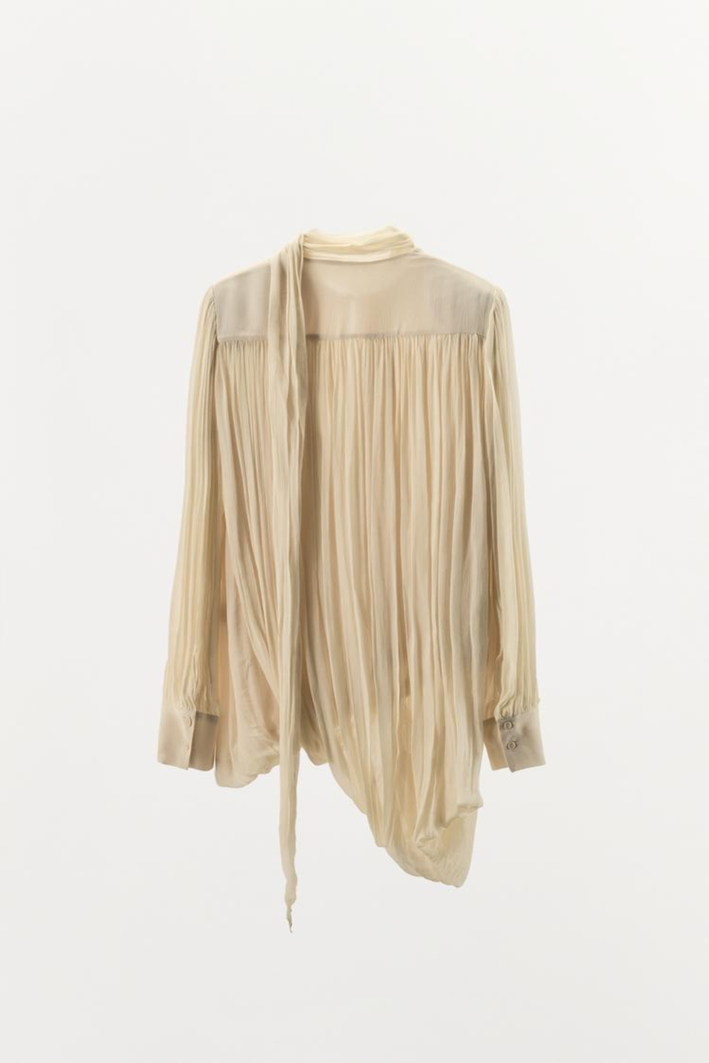 ZARA БЛУЗА СО СБОРКАМИ И ПОДПЛЕЧНИКАМИ — ZW COLLECTION LIMITED EDITION, ЦВЕТ СЛОНОВОЙ КОСТИ