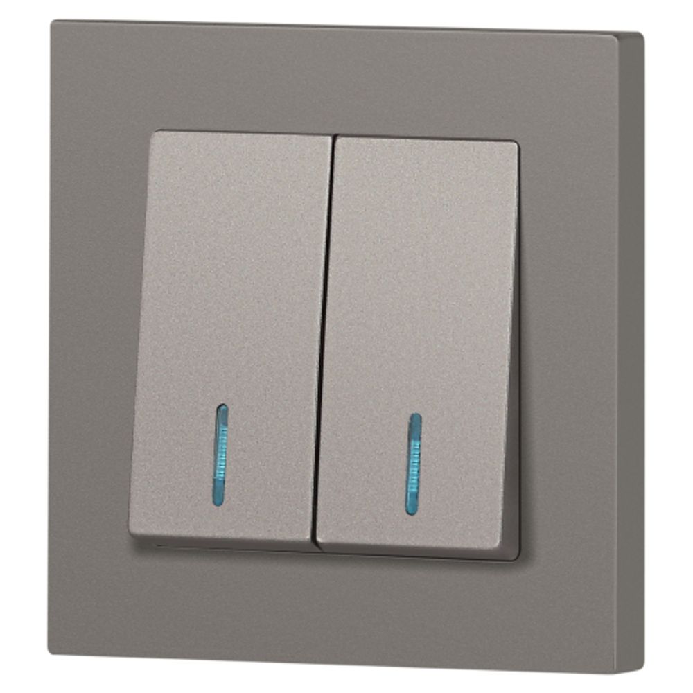 Выключатель Intro Accent 6-105-09 двойной с подсветкой, 10А-250В, IP20, СУ, AL/CU, титан | Intro