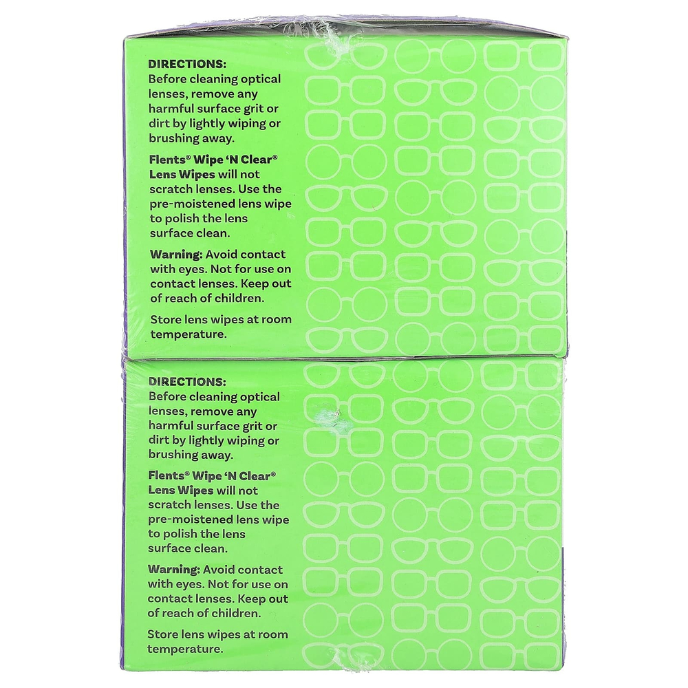 Flents, Wipe 'N Clear для линз, 2 упаковки, 75 шт. в каждой