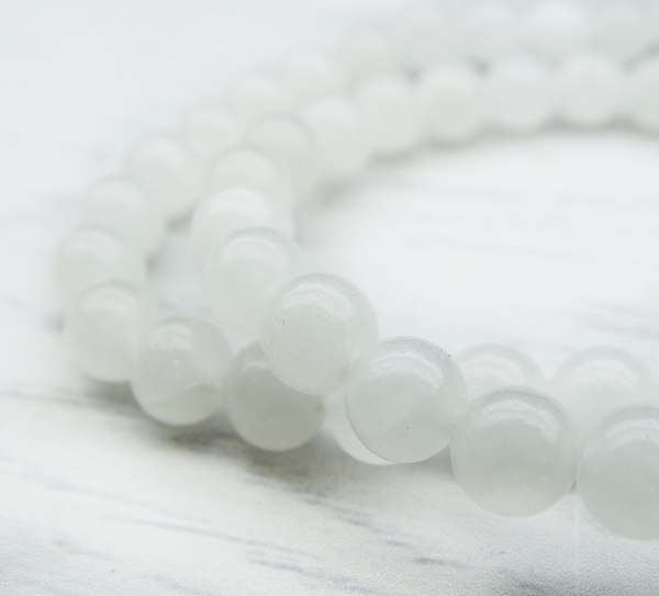 ПК022НН6 Бусины из природного камня кварц (белый), размер: 6 мм, 15 шт.