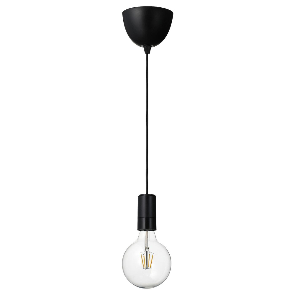 IKEA SUNNEBY  (ИКЕА СУННЕБЙ)  -  / LUNNOM Подвесной светильник с лампой, черное/прозрачное стекло