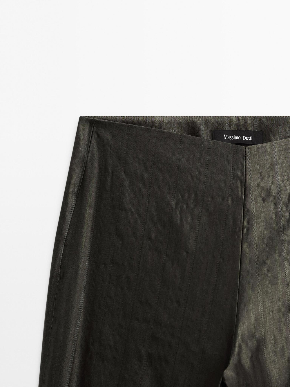 Massimo Dutti Расклешенные жаккардовые брюки со средней посадкой, темно-зеленый