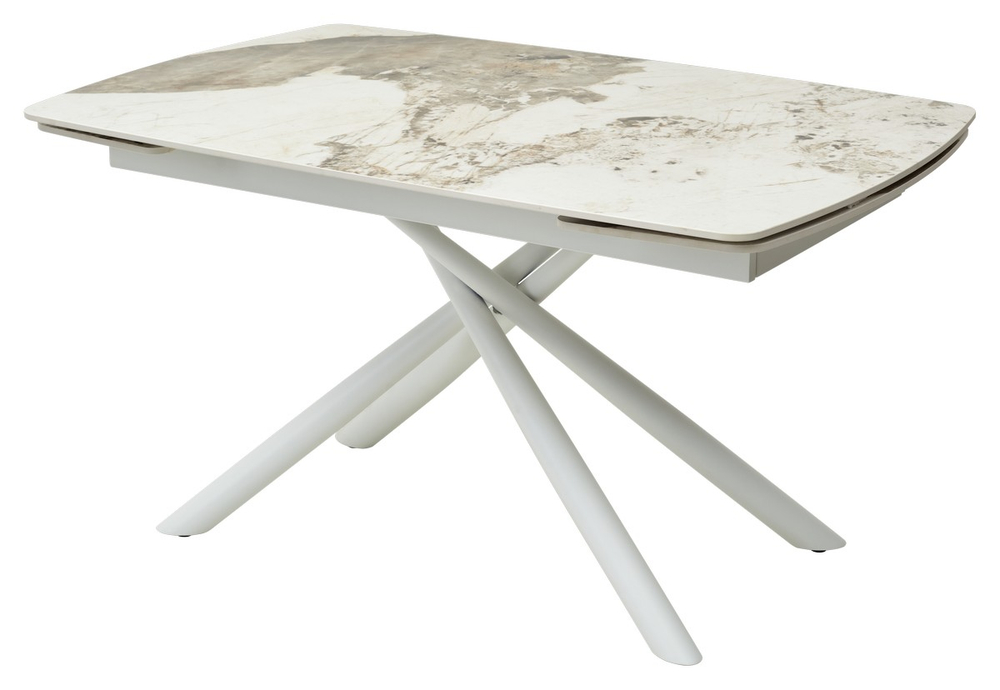 Стол М-City DISAUR Риволи (Rivoli) 140 Пандора (Gloss Luxury Pandora Solid Ceramic), Белый