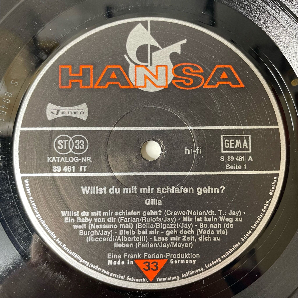 Винтажная виниловая пластинка LP Gilla and Seventy Five Music Willst Du Mit Mir Schlafen Gehn (Germany 1975)