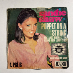 Винтажная виниловая пластинка LP Sandie Shaw Puppet On A String (Germany 1967) 7 дюймов, 45 RPM, Single