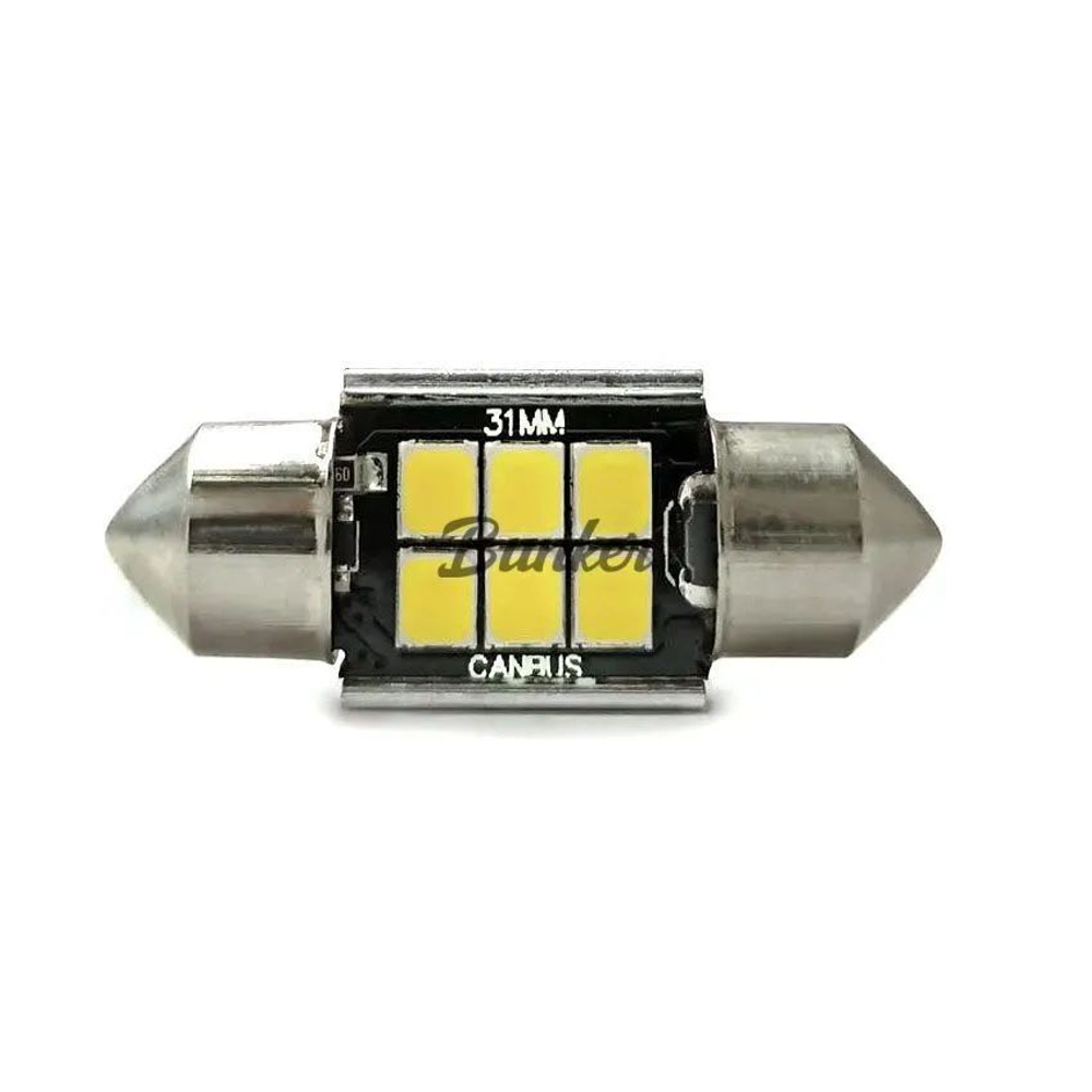 Светодиодная автомобильная LED лампа TaKiMi SJ-2835-6SMD 31mm,Белый,Не полярная,12V