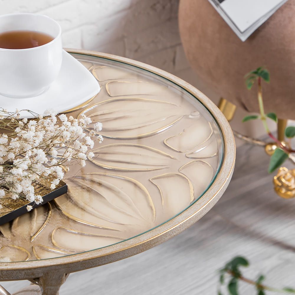 Столик декоративный Зарнички Санфлауэр Айвори Мраморное золото