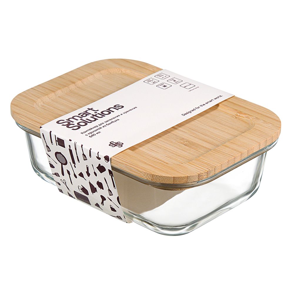 Контейнер для запекания и хранения Eco Store с крышкой из бамбука, 640 мл