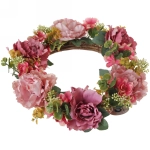 Цветы искусственные венок «Фантазия» 42см розовый