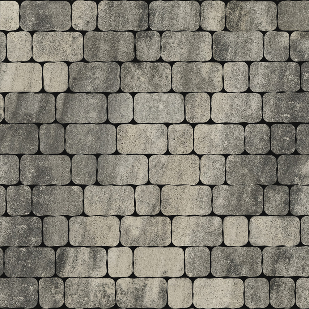 Тротуарная плитка Арена - Листопад гладкий Антрацит, комплект из 2 видов плит