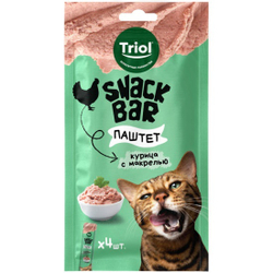 Triol, Лакомства для кошек, Паштет из курицы с макрелью, 40 гр.