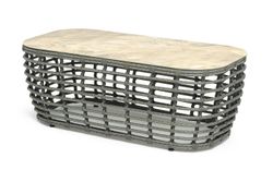 "Ницца" журнальный столик из искусственного ротанга, цвет серый