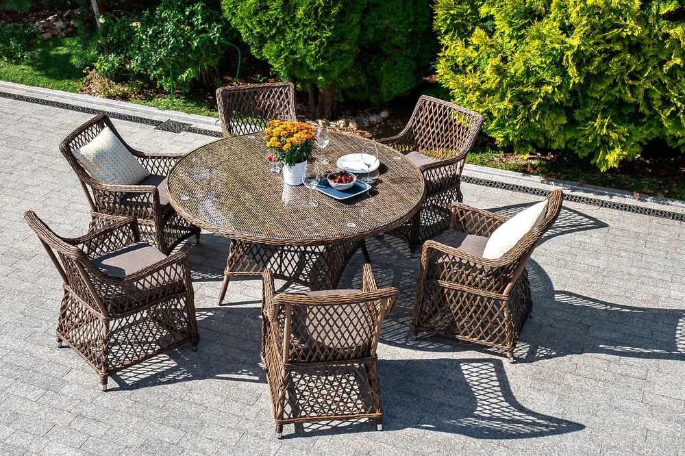 "Эспрессо" плетеный круглый стол, диаметр 150 см, цвет коричневый