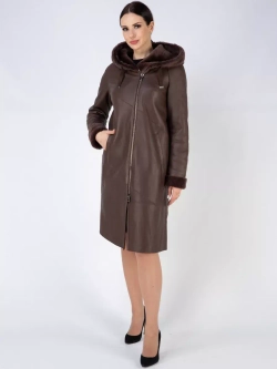 Дубленка зима натуральная удлиненная с капюшоном