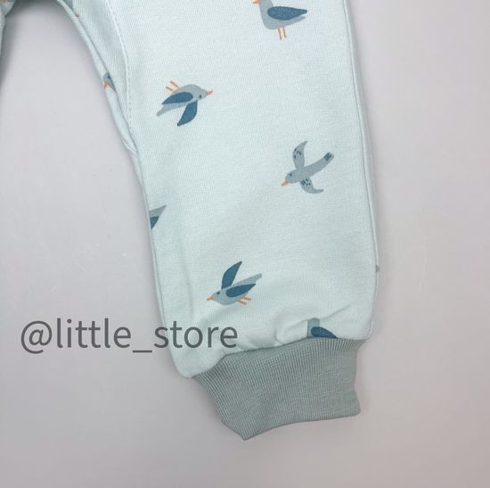 Брюки "Облака" из футера с начесом, Светло-голубые