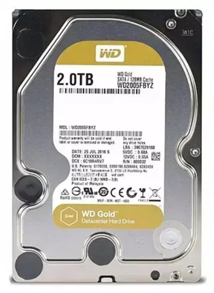 HDD Server WD Gold (3.5&#39;&#39;, 2TB, 128MB, 7200 RPM, SATA 6 Gb/s)